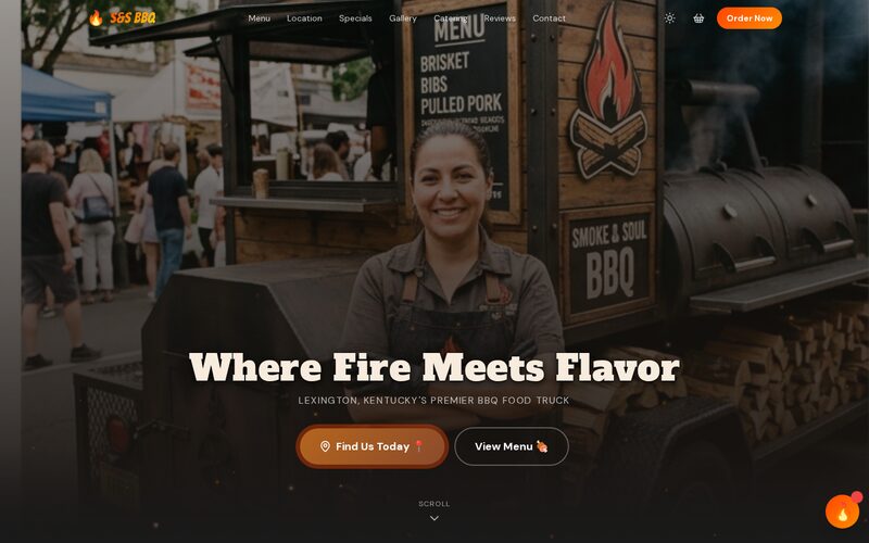 Smoke & Soul BBQ website — homepage preview